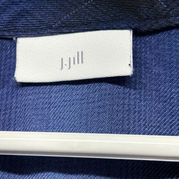 J. Jill Blue Plaid Notch V-Neck Pullover Rayon Blouse Tunic Top Size XL - Picture 7 of 12